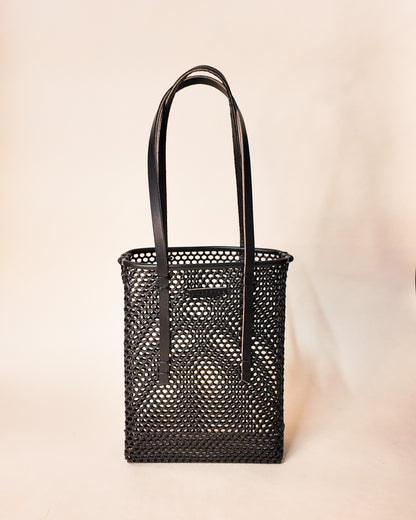 Small Market Tote - Black Leather