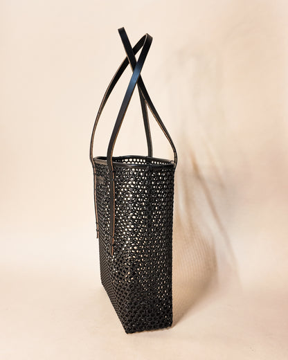 Small Market Tote - Black Leather